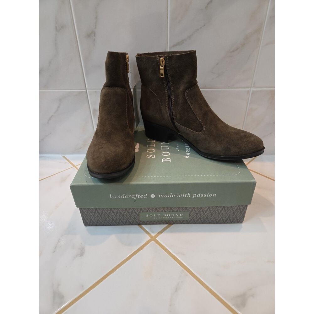 Baretraps Soul Bound Idola Bootie Size 8 Leather Moss Color Cushioned $119